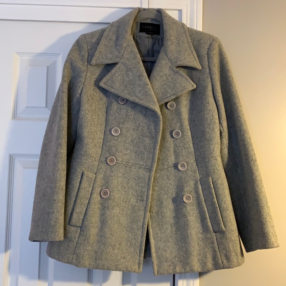 Express Light Gray Double Breasted Woolen Coat! - image 2